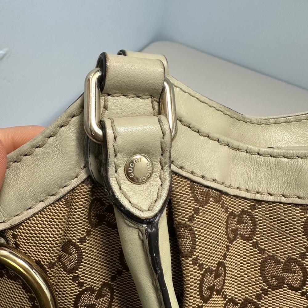 Gucci Handbag Sukey Large Canvas Tote Bag Leather Trim Beige - Picture 15 of 16